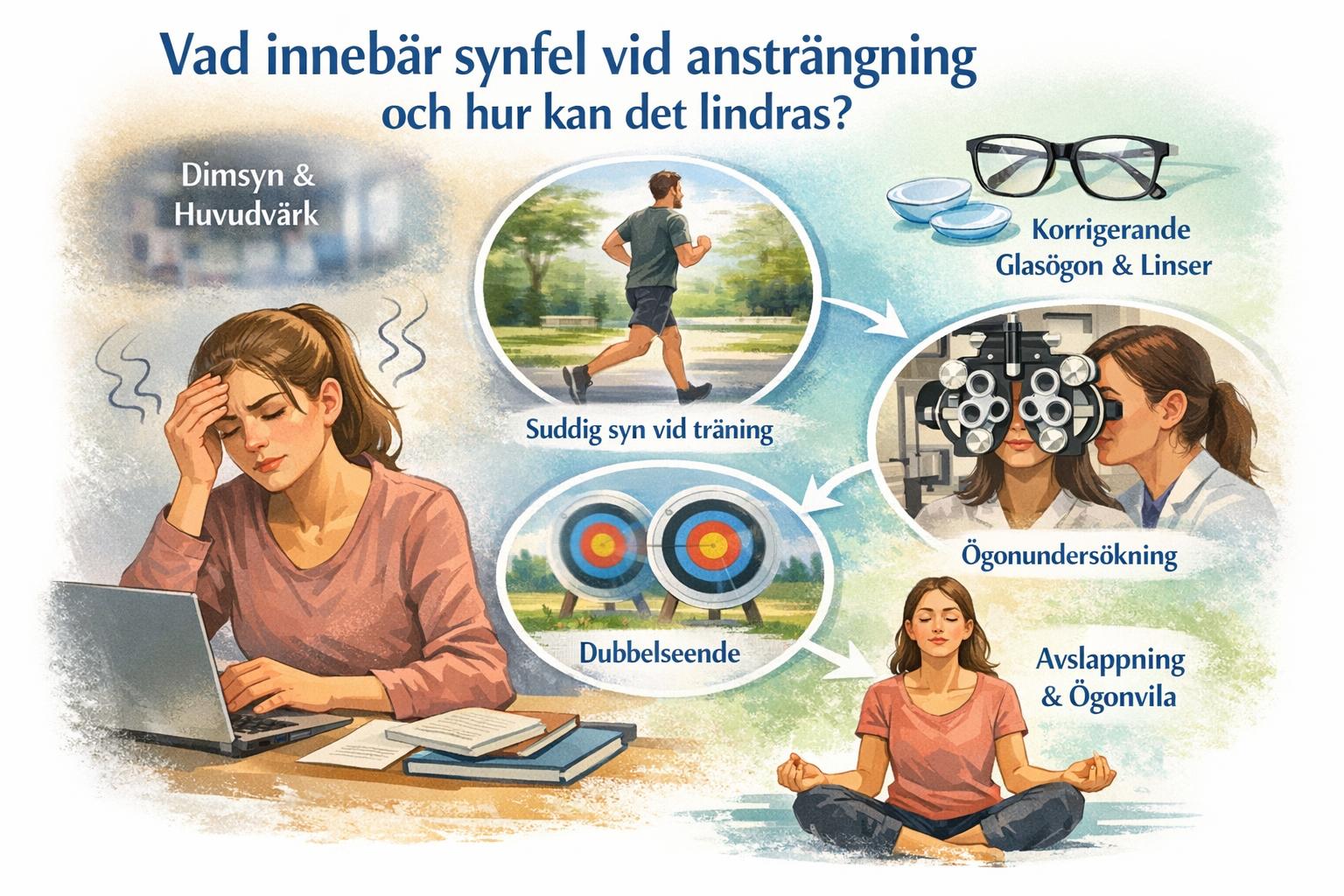 Vad innebär synfel vid ansträngning och hur kan det lindras?